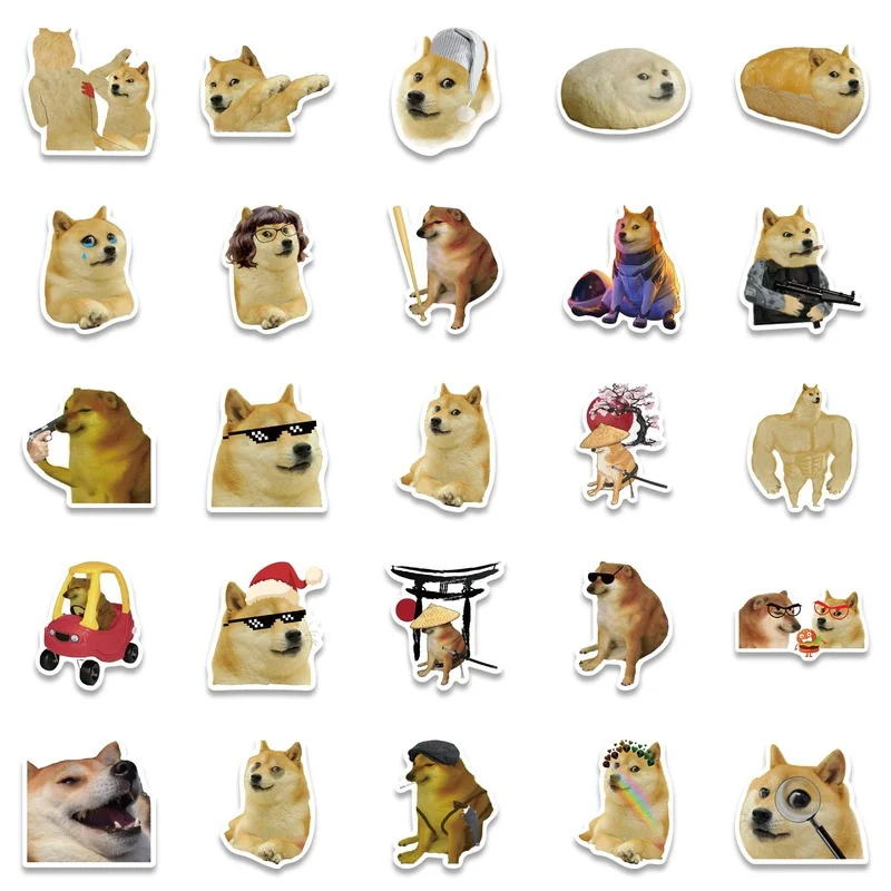 10/25/50 pçs engraçado dos desenhos animados do cão meme adesivos decalques telefone caso almofada copo de água viagem mala scrapbook skate decalques do carro