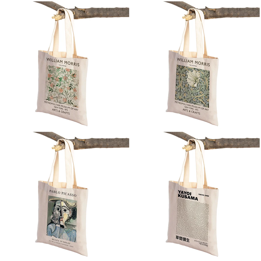 Abstract Picasso William Morris mastisse Nordic Shopper Bag Double Print Lady Tote Handbag Casual Canvas Women Shopping Bags