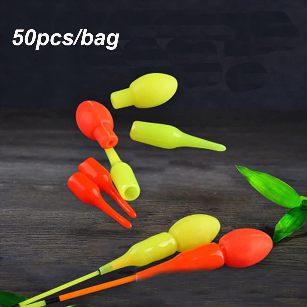 50PCS Fishing Floats Drift Tail Conspicuous Rubber Beans Connectors Flotador Pesca Fishing Tackles Tools Accessories