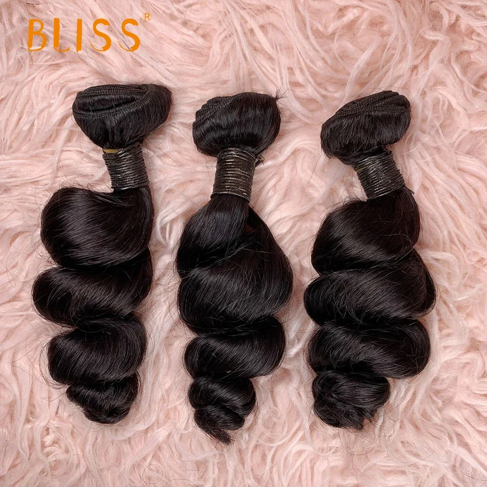 

Bliss Loose Wave Bundles 100% Brazilian Virgin Human Hair Weave 3 Bundles Natural Color Spring Wave 10A Human Hair Extensions