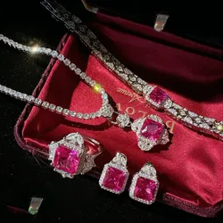 2023 Women Padparadscha ear of wheat gemstone bracelet Roman plated 18K gold lady carmine flower zircon necklace