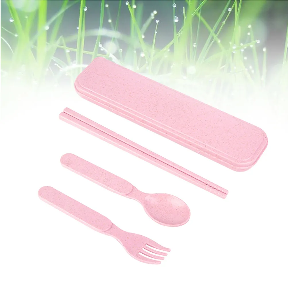 1セットの小麦わら製子供用食器セット。スプーン、フォーク、箸 - Kids.Outdoor Utensils のレビューと価格
