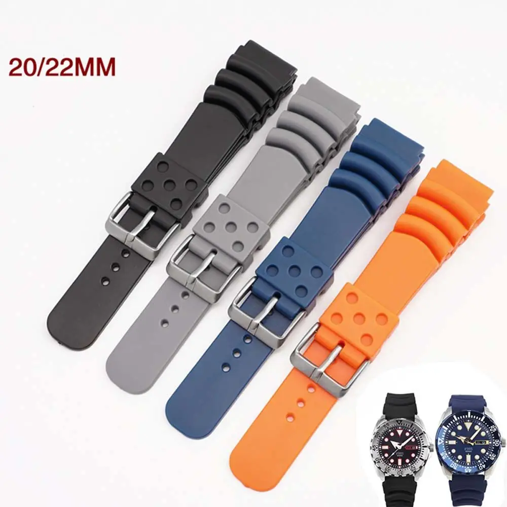 Generic High quality For Seiko Casio Watch 20mm 22mm Rubber Bracelet Sport Watchband Silicone Band Watch Strap