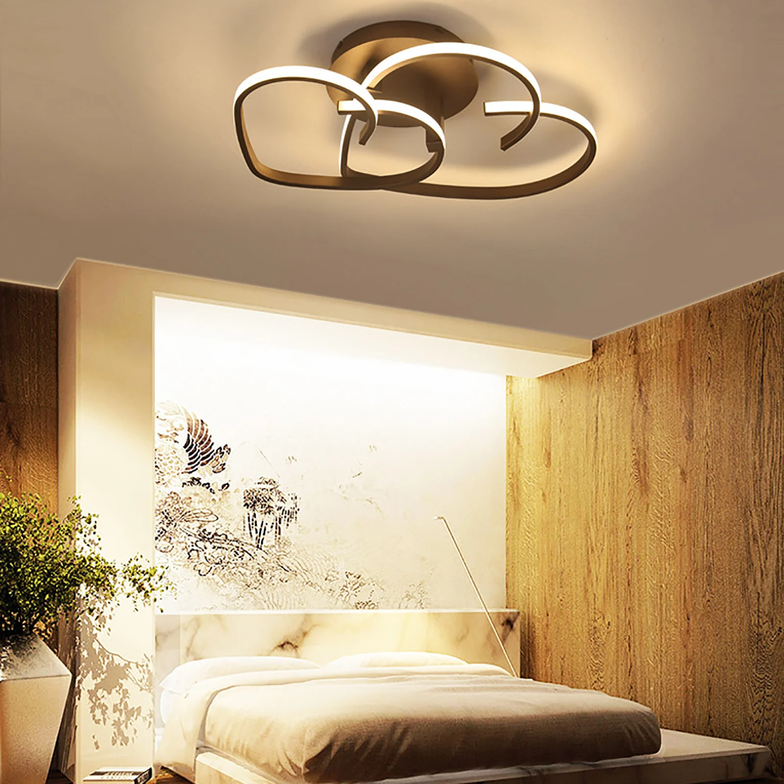 Heart-Shape LED Ceiling Lamp with Remote Control Dimmable Lighting 55*45*12CM