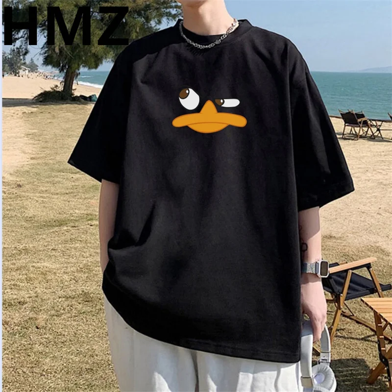 HMZ letnia moda męska T-shirty Hip-hopowe męskie codzienne nadruk kreskówkowy T-shirt bawełniany oversize główna ulica koszulki 5XL