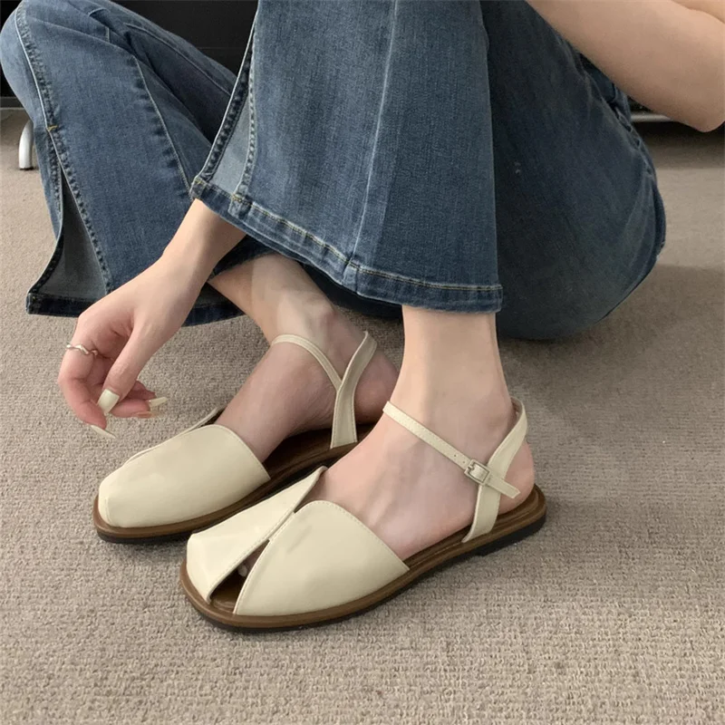 Flache moderne Sandalen gemütlich außerhalb Sapato Feminino Vintage Original Marke Frauen Schuhe elegante vielseitige Sommer mode neue Zapatos