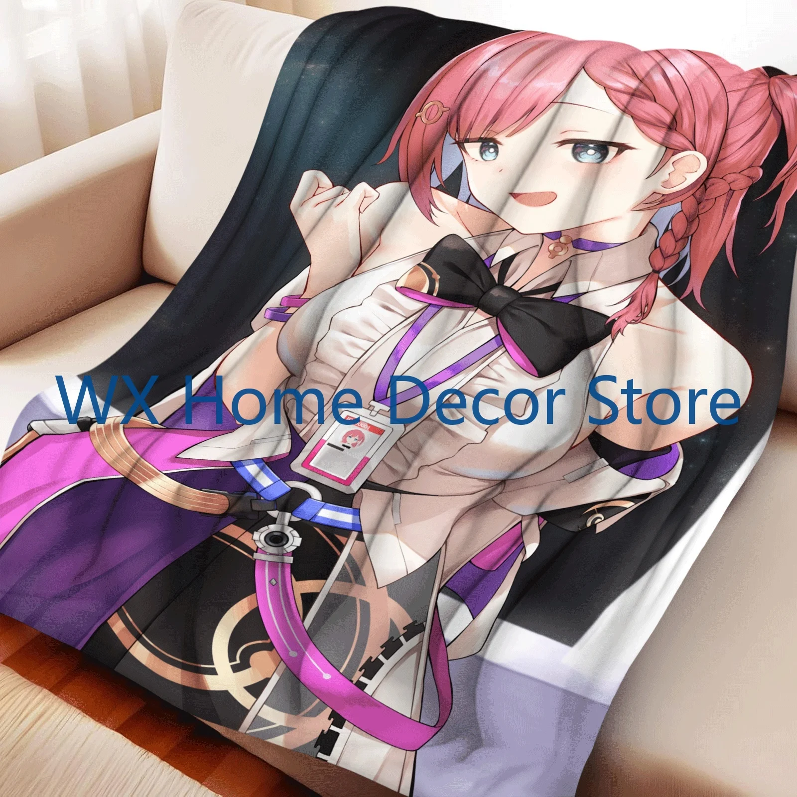 

Одеяло Honkai Star Rail Asta Games с HD принтом, легкий фланелевой плед для кровати, путешествий, кемпинга, гостиной, офиса, дивана, стула
