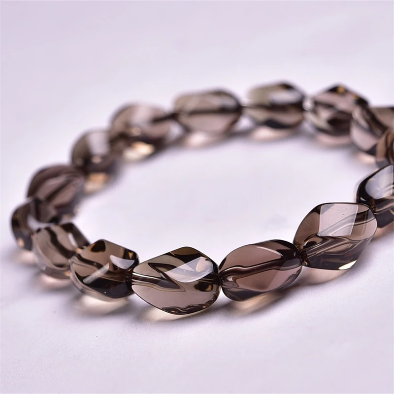 Natural Smoky Quartz S-shaped Bead Bracelet Charms Handmade Fortune Energy Bangle Mineral Woman Amulet Jewelry Gift 1PCS 8X14MM view 5