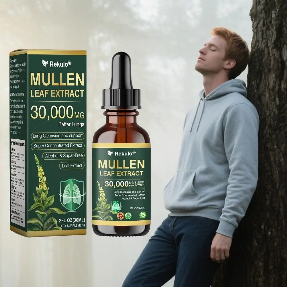 30ml Mullein Leaf Extract Drops Portable Design Lung Support Respiratory Health Natural Herbal Supplement