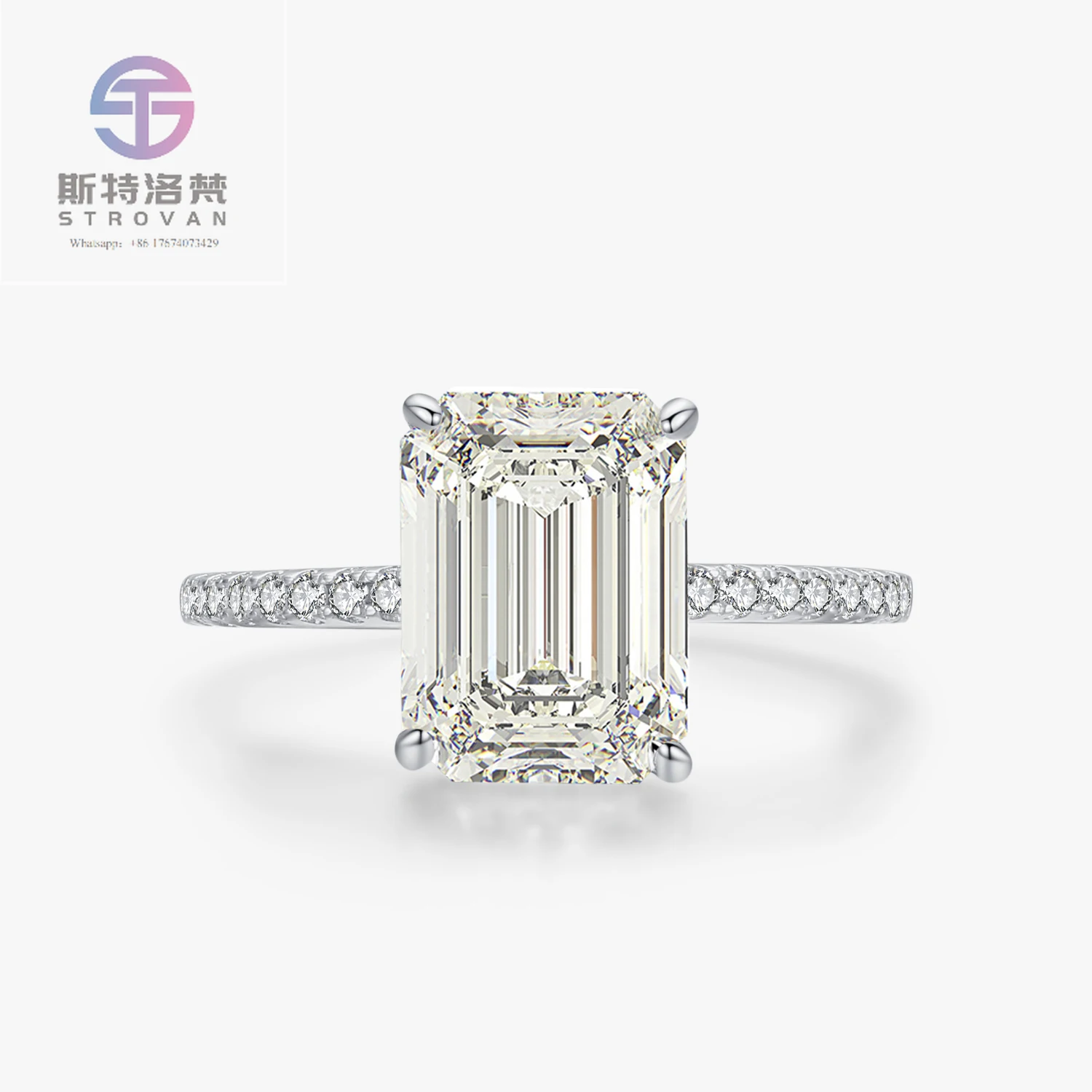 

Ailmay 100% 925 Sterling Silver Luxury Pagoda Cutting Rectangle 5A Zirconia Finger Ring for Women Wedding Banquet Jewelry Gift