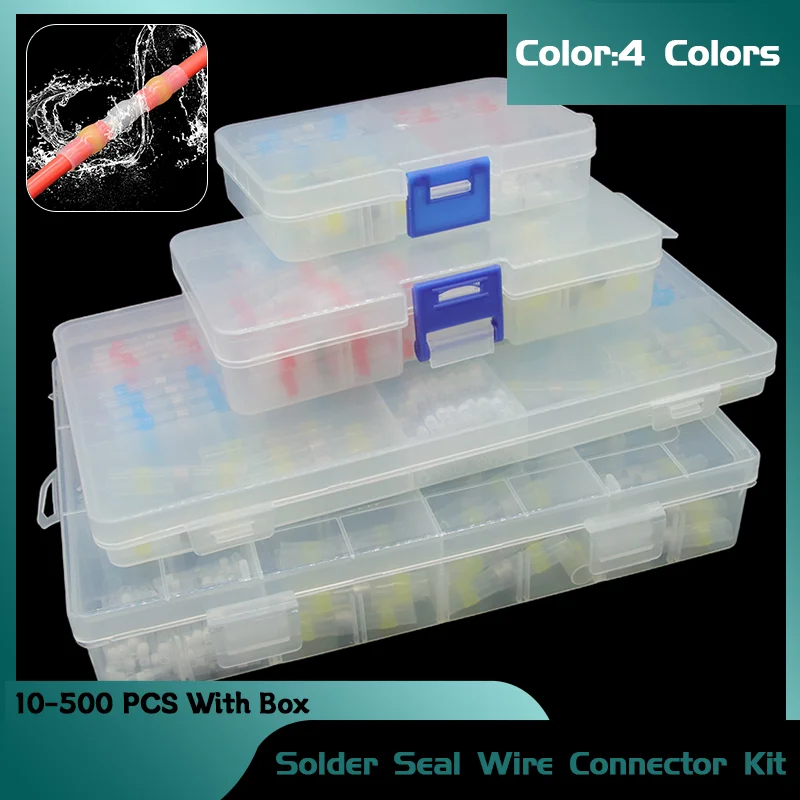 

10-500pcs Professional Solder Seal Wire Connector Kit | Waterproof Heat Shrink Butt Splice Crimp Terminals for Electrical Cable