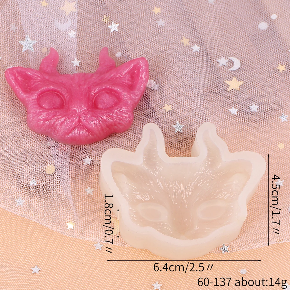 고양이 머리 실리콘 몰드 DIY 악마 고양이 펜던트 쥬얼리 공예 비누 캔들 에폭시 수지 몰드 만들기
