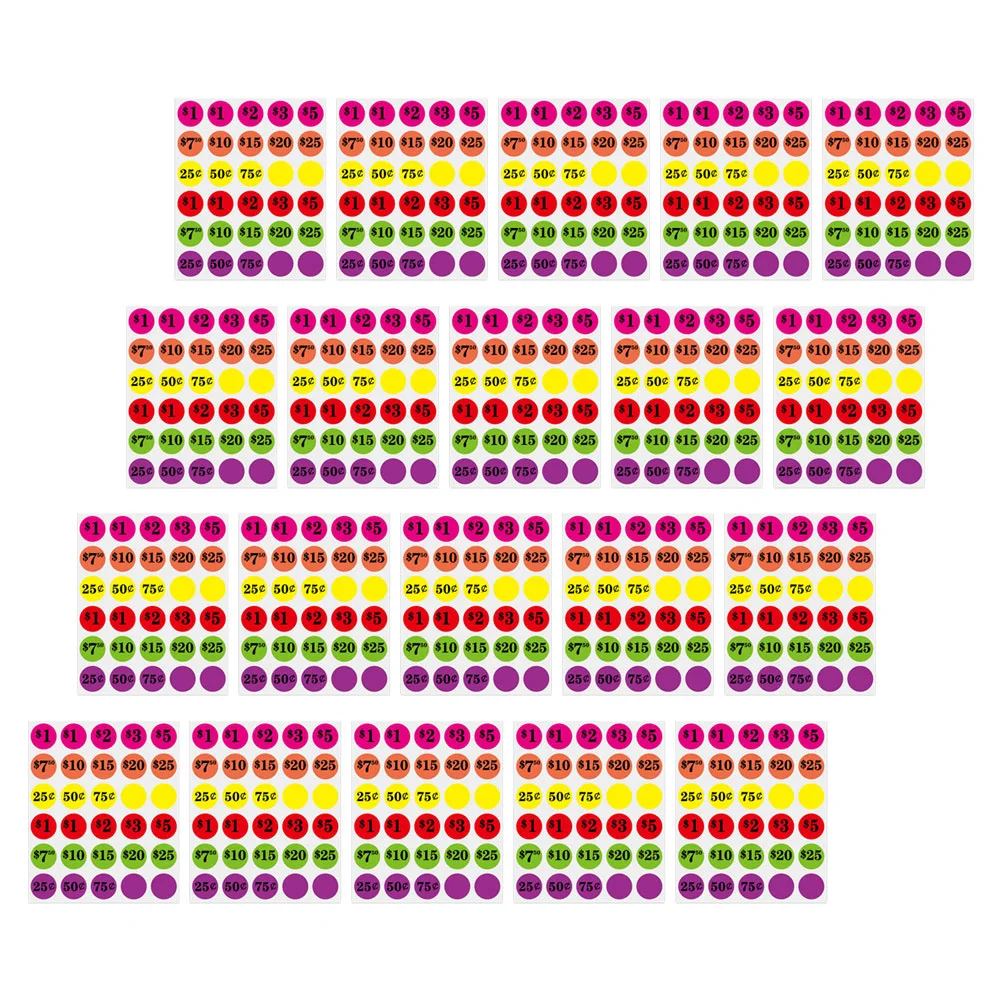 

6 Bags Price Stickers Bright Neon Circle Sale Price Labels Market Stickers for Retail Stores Supermarket Pre-Priced Decals