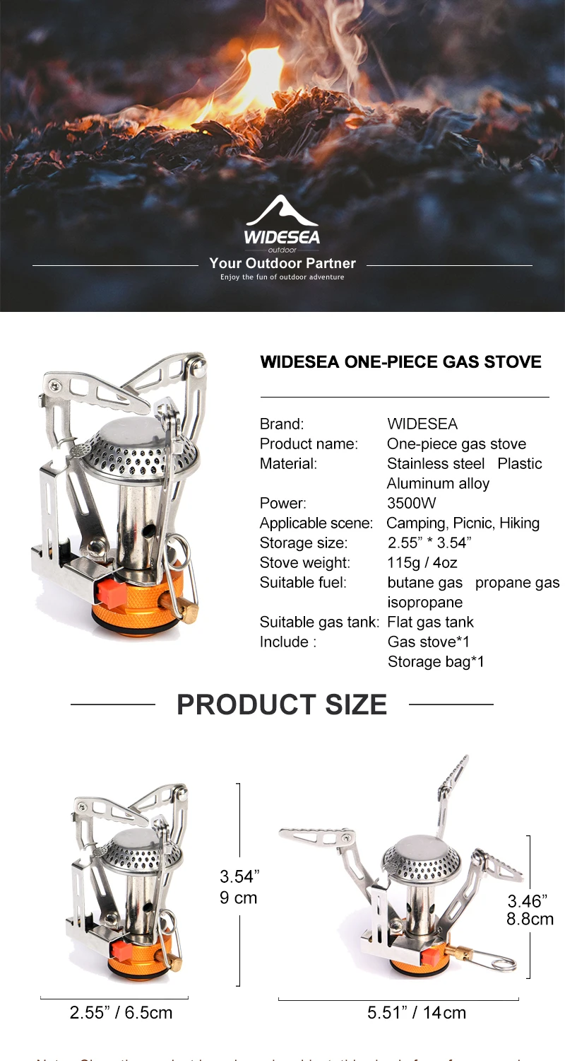 Widesea Einteiliger Gasherd, 3500 W, Aluminiumlegierung, tragbarer Campingkocher, leicht zu tragen, zum Kochen im Freien, Wandern, Rucksackreisen – Detail 1