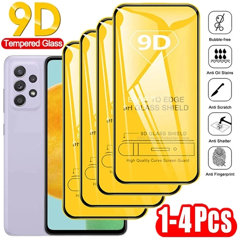 9D Full Tempered Glass For Samsung  A53 5G S23 S21 S20 FE A52 A13 A54 A34 A33 A51 A32 A22 A21s A72 A71 S22 Plus Screen Protector