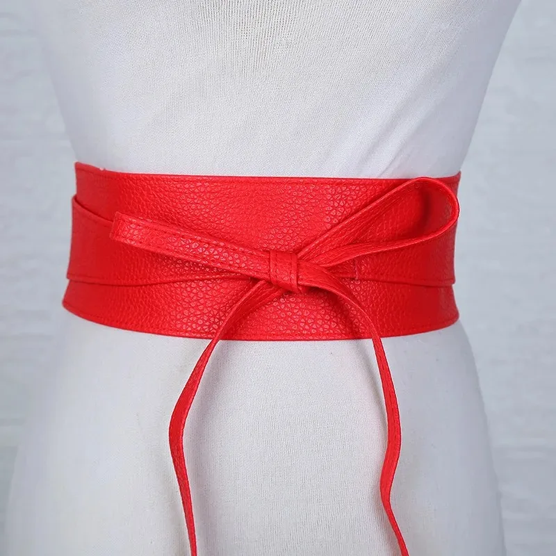 แฟชั่นผู้หญิงเข็มขัดสําหรับชุดหนัง Bowknot กว้างเข็มขัดเสื้อรัดตัว Designer แบรนด์หรูสีทึบเข็มขัด DT007