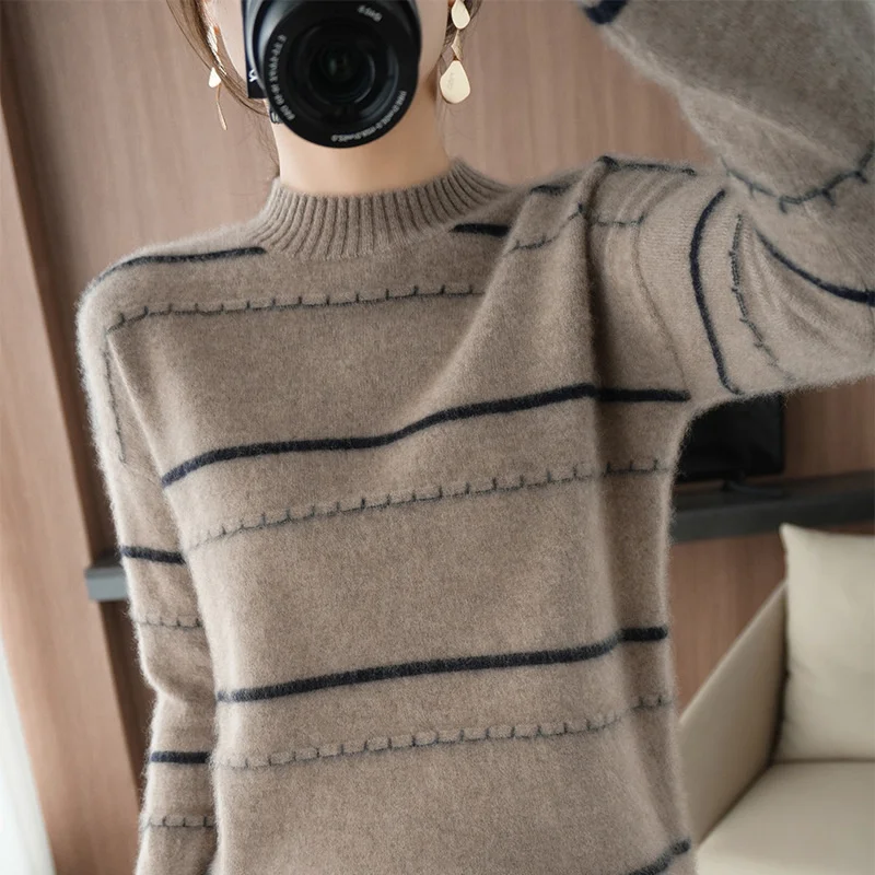 Women\'s Sweater O-neck Pullovers Fashion Slim Long Sleeve Fashionable Casual Basic Soft Loose Office Chic Sweater Tops