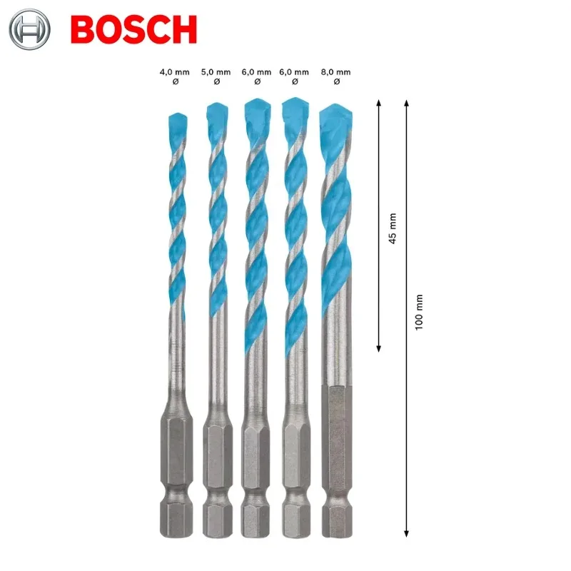 BOSCH 2608900585 5 pezzi EXPERT HEX-9 Set di punte da trapano multi-edilizia per trapani a percussione Accessori per elettroutensili Bosch