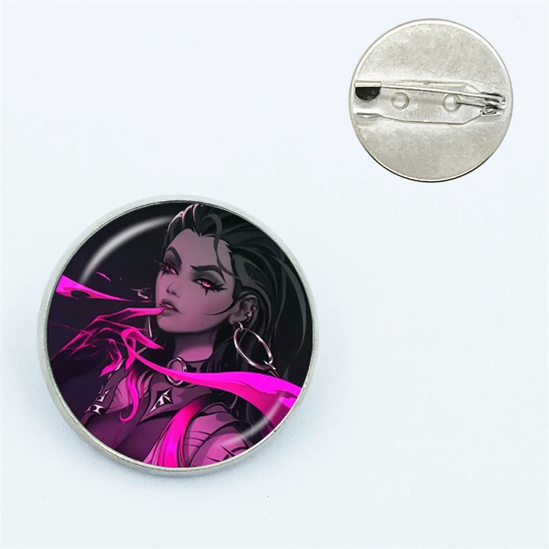 HOT Fearless Contract Game Valorant Figure Cartoon Souvenir Glass Dome Bedge Medal Toy Brooch Pin Fans Gift Collection