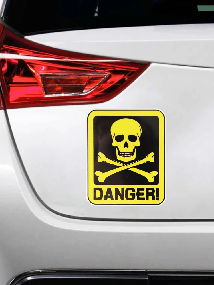 Y269# Car Sticker Danger Sign With Skull Symbol Waterproof Vinyl Decal Car Accessories Pegatinas Para Coche DIY Car Styling