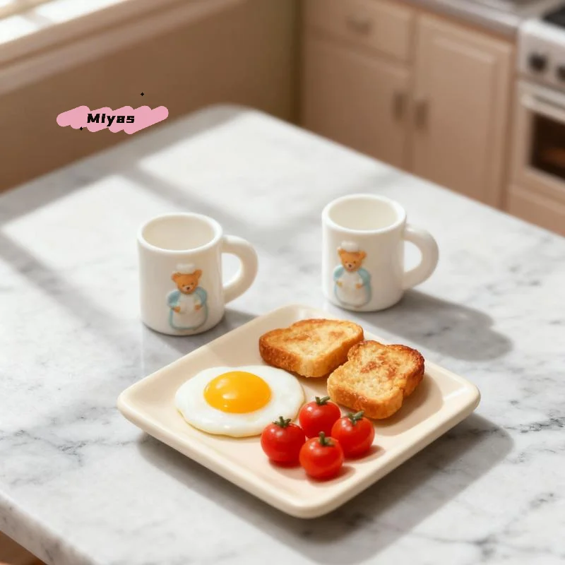 Tasse ours Miniature, tasses d'eau pour maison de poupée, modèle de décoration de scène de maison, accessoires de maison de poupée, jouets de jeu de simulation, 2 pièces