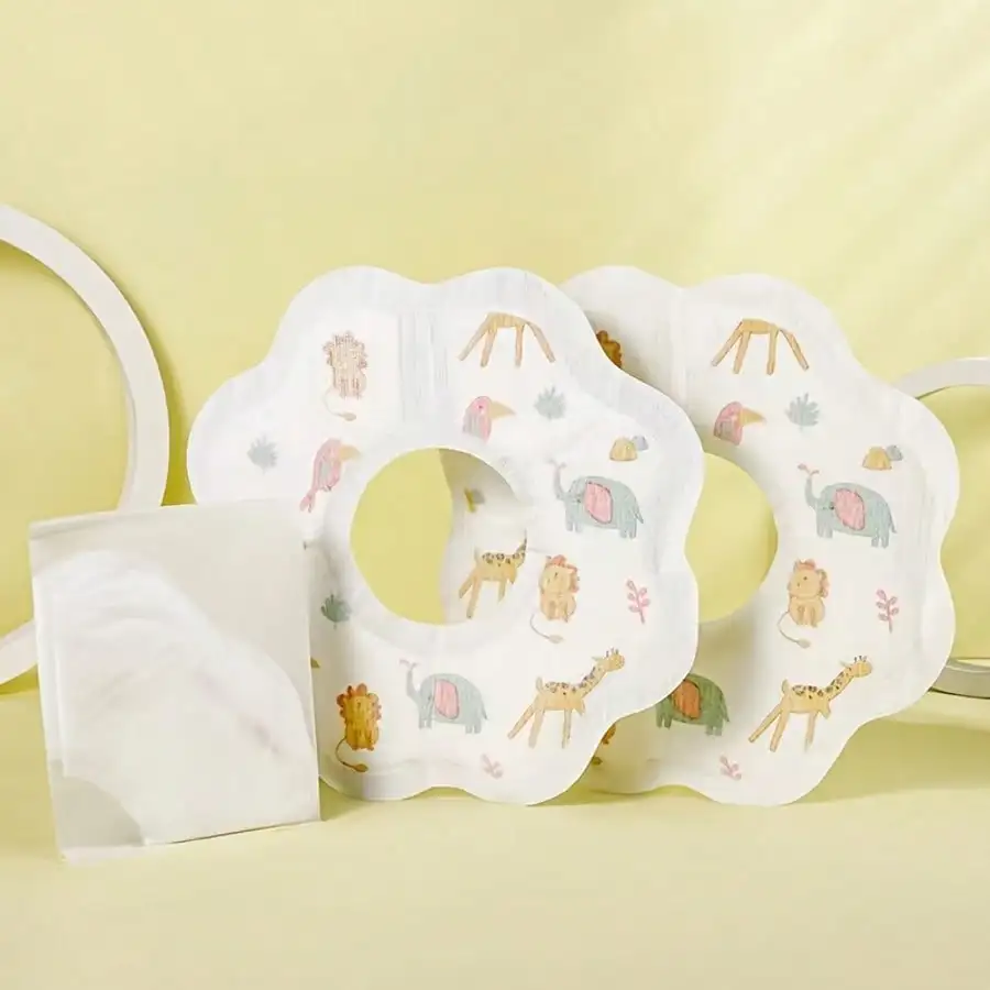 5pcs Random Baby Disposable Bibs, 360 Rotation Absorbent Baby Feeding Bib, Leakproof Saliva Towel For Newborn Baby, Toddlers