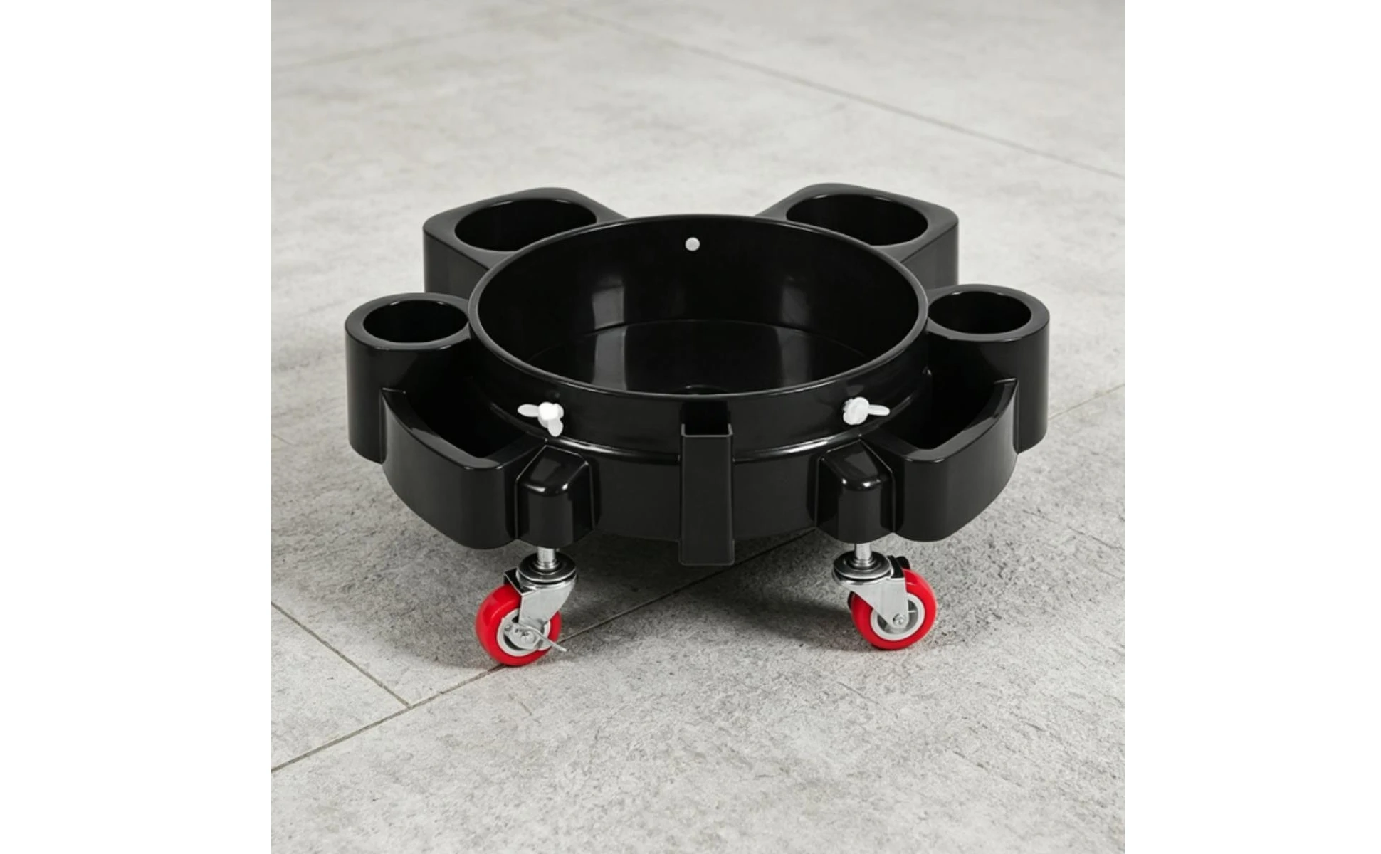 Car Wash Pail Dolly Cup-Style Holders Wheeled Pail Stand Cleaning Tool One-Piece Molded Equipment Caster Wheels
