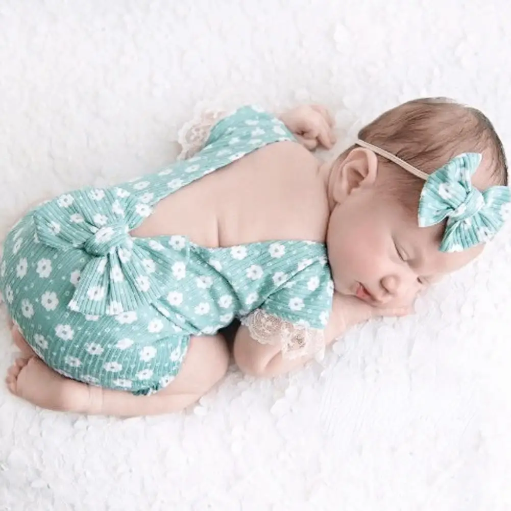 1Set Comfortable Photography Clothing  Lace Bright Color Photo Clothes  Newborn Backless Photography Clothes