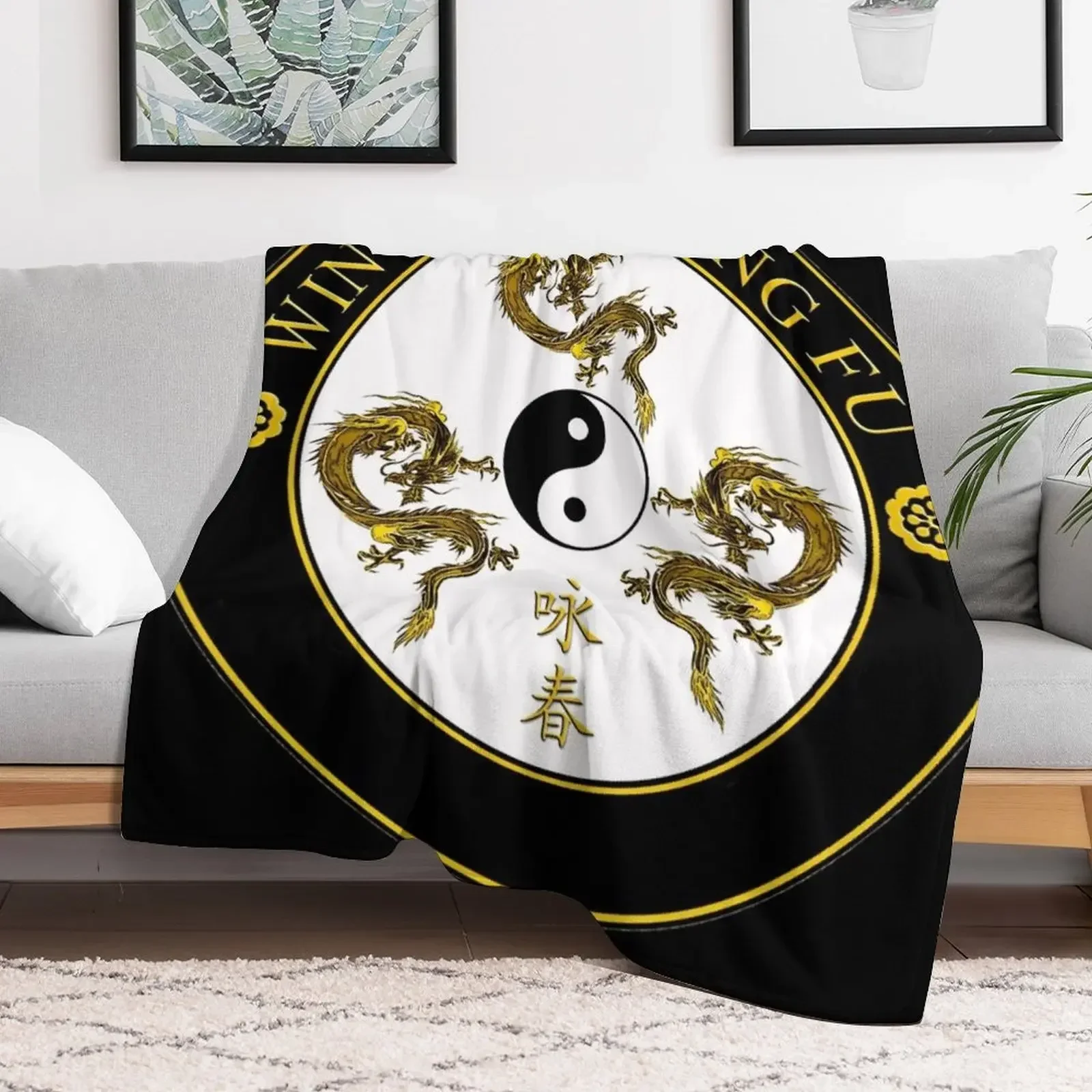 Wing Chun Kung Fu Kampfsport Drache schwarz Filmdesign Überwurfdecke Weichste Luxus Designer Weihnachtsdekoration Decken