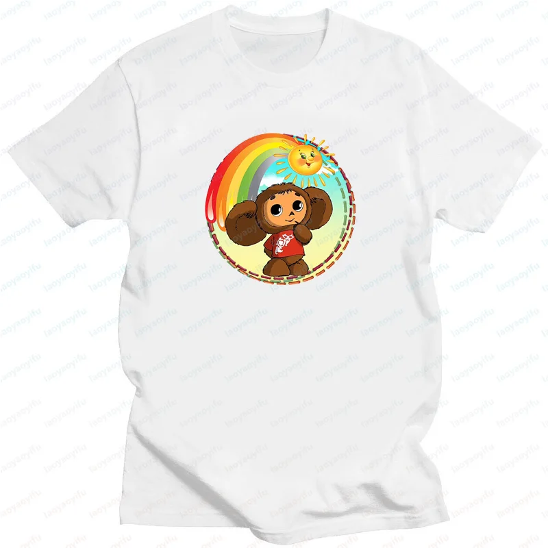 

Cartoon Kawaii Fashion Cheburashka Funny Tshirt for Boy Girl Summer Print Tee Shirt Women Short Sleeve White Black Clothing Tops