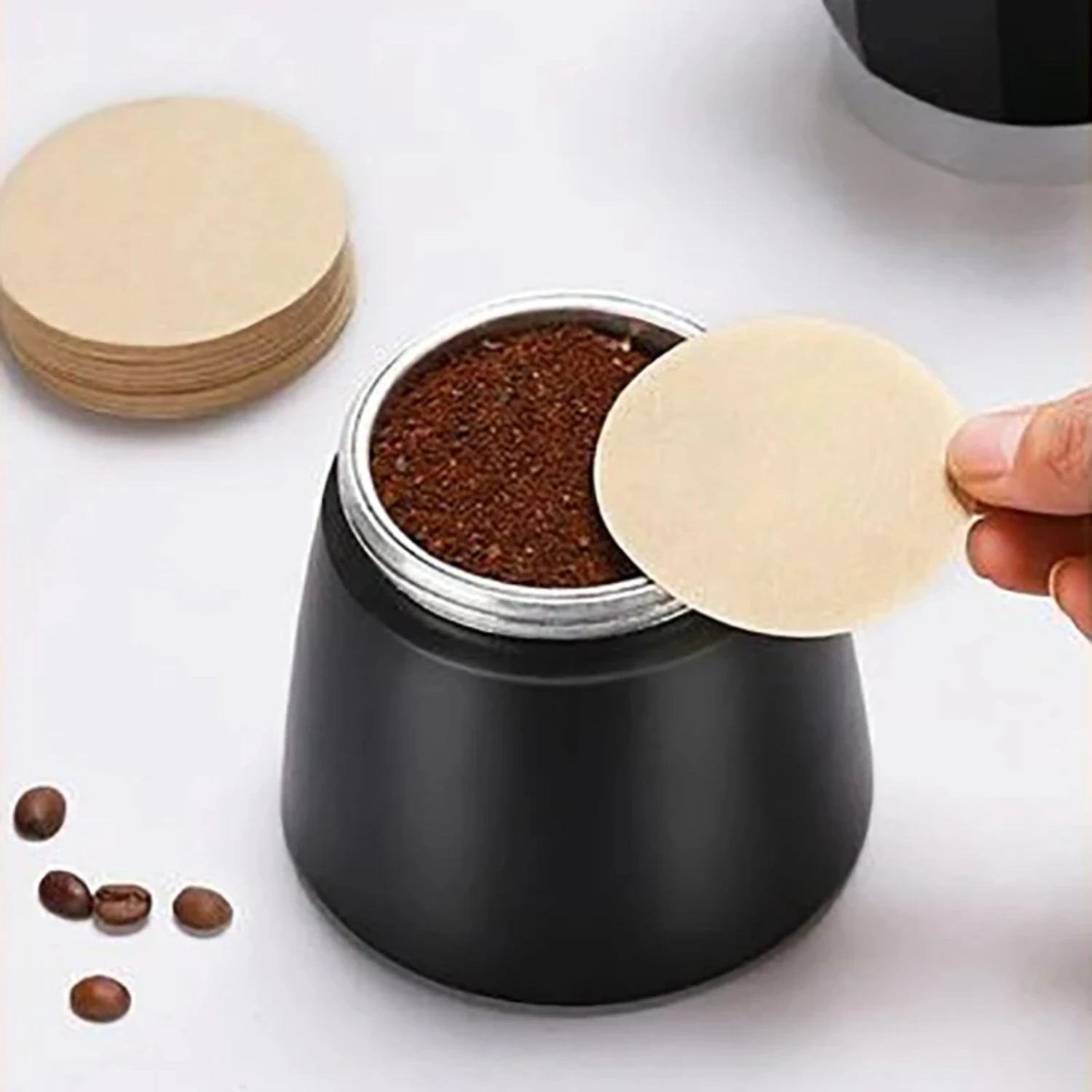 100pcs Round Espresso Coffee Maker Filters Tools Paper Filter for V60 Dripper, Moka Pot Coffee, 56mm 60mm 68mm