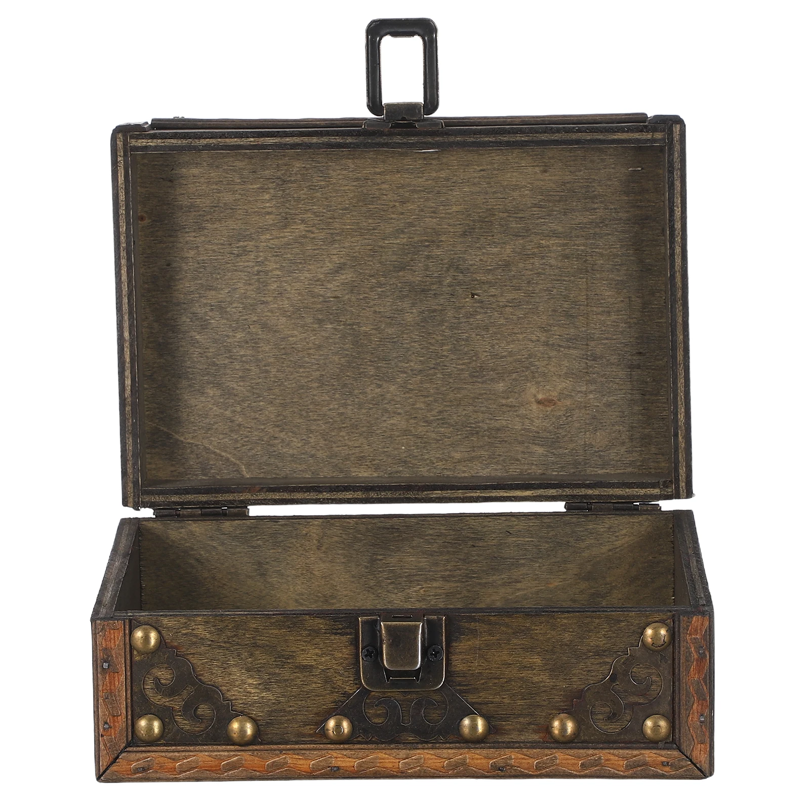

Vintage Wooden Treasure Chest: Small Trinket Storage Box For Jewelry Rings Earrings Necklace Organizer Keepsake Case Pirate