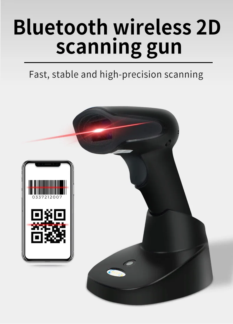 Беспроводной ручной сканер 1D/2D, Bluetooth сканер QR 2D, проводной считыватель штрих-кодов, Портативный qr-сканер