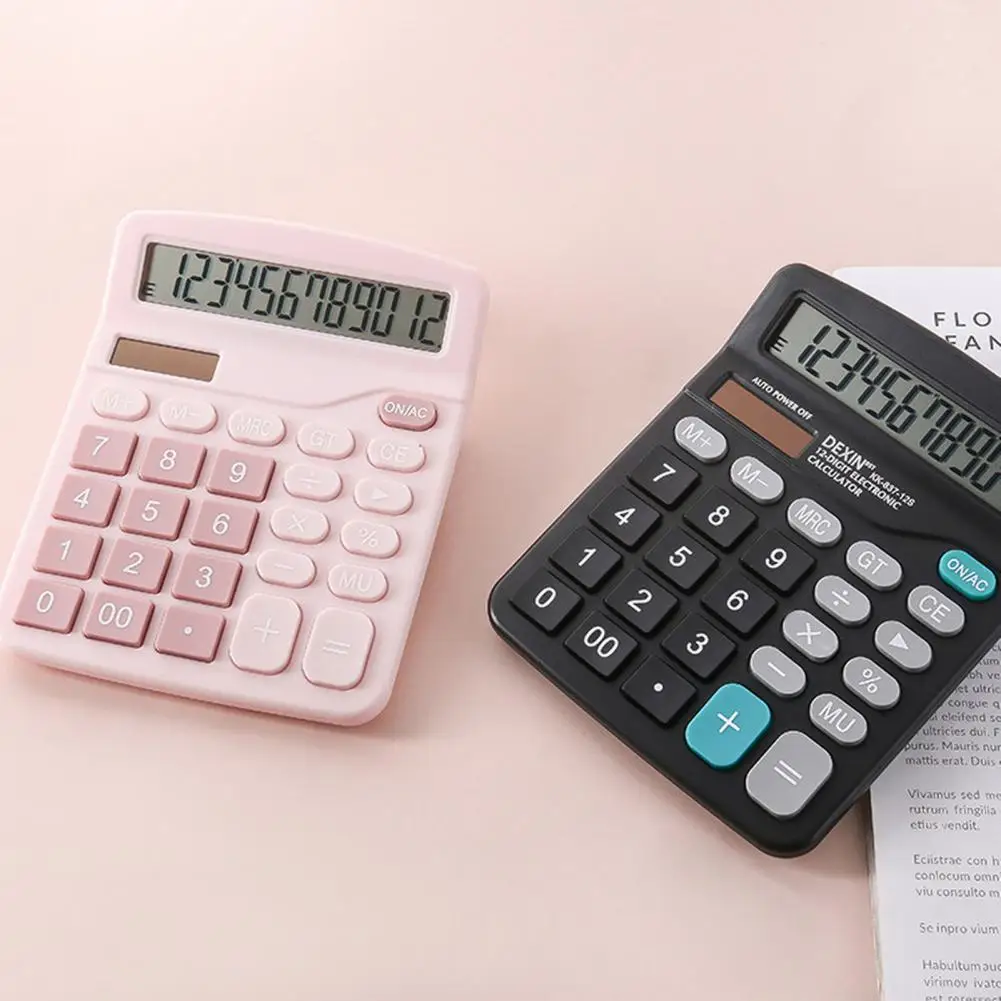 Minicalculadora con botones de pantalla transparente, calculadora de escritorio ultrafina con pantalla de 12 dígitos no rompible, suministro de oficina