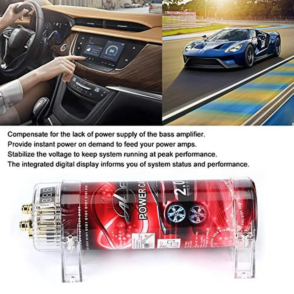 Car Audio Power Capacitor Voltage Regulator LED Display Car Amplifier Auto Parts