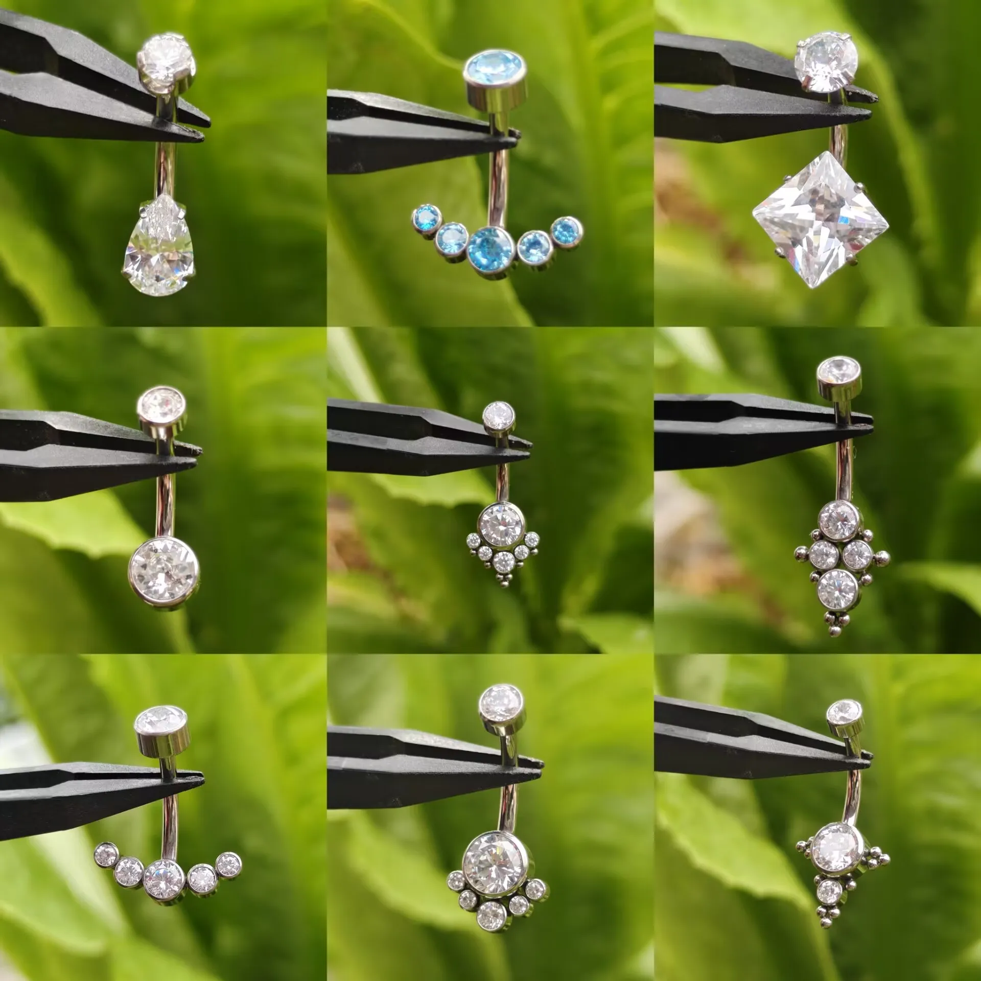 ASTM F136 Titanium  Internal Thread Cubic Zirconia Sexy Belly Piercing Navel Piercings l Belly Button Ring  Women Body Jewelry