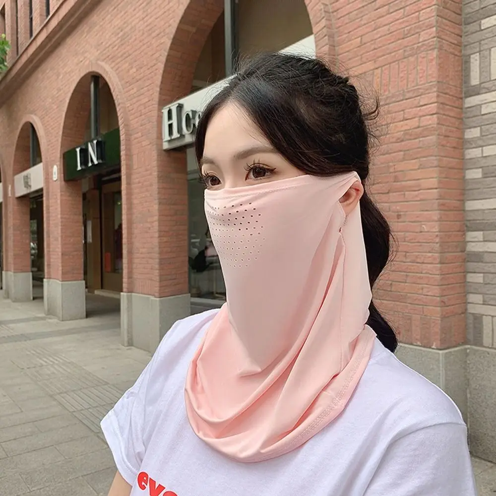 

Solid Color Neck Wrap Cover For Women UV Protection Sun Proof Bib Face Cover Neck Wrap Cover Ice Silk Mask Sunscreen Face Scarf