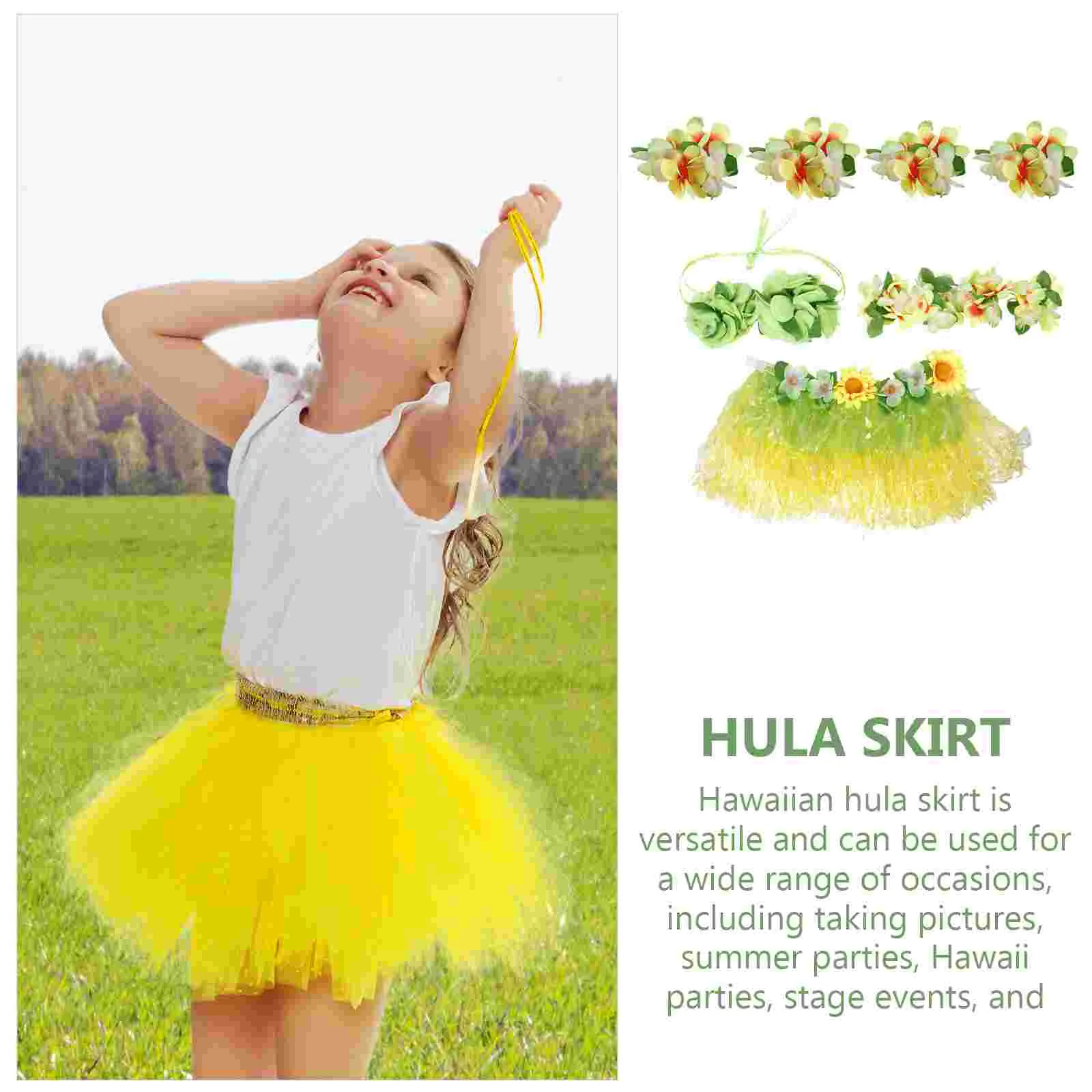 Ropa de Hula para niños, guirnalda Tropical, decoraciones de fiesta de maquillaje, utilería de fotos Hawaiana de plástico, disfraces Luau, banquete