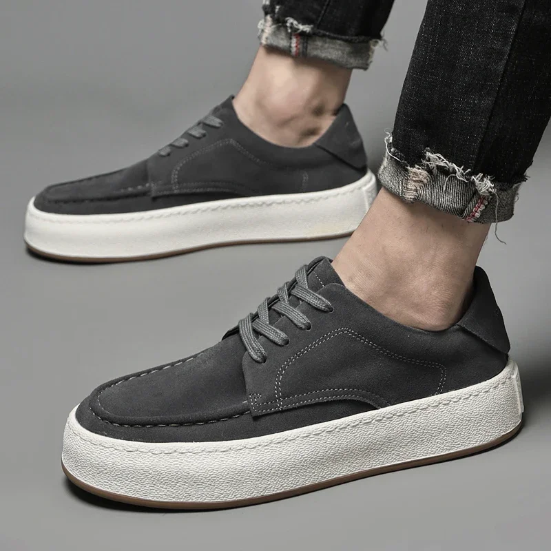 Men Fashion Trends Suede Leather Oxford Shoes Slip-on Light Comfortable  Flats Outdoor Walk Sneakers Daily Commute Casual Shoes