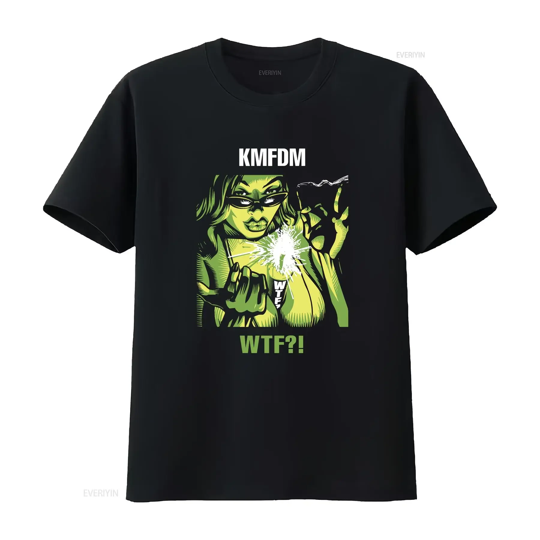KMFDM WTF Album Men T shirt Black All Sizes S 5XL vintage Washed Stylish designer clothes Breathable Slightly Unisex Versatile