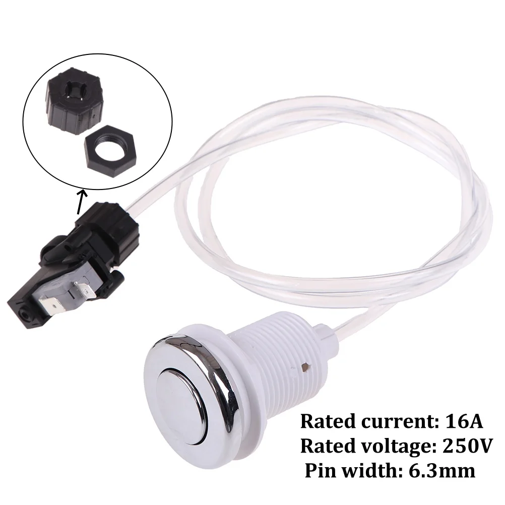 16A 125-250V On/Off Push Button Switch Jetted Jet Bath Hot Tub Spa Hose Air Pool Air Pressure Switch Knob Bath Spa Tubing Kits