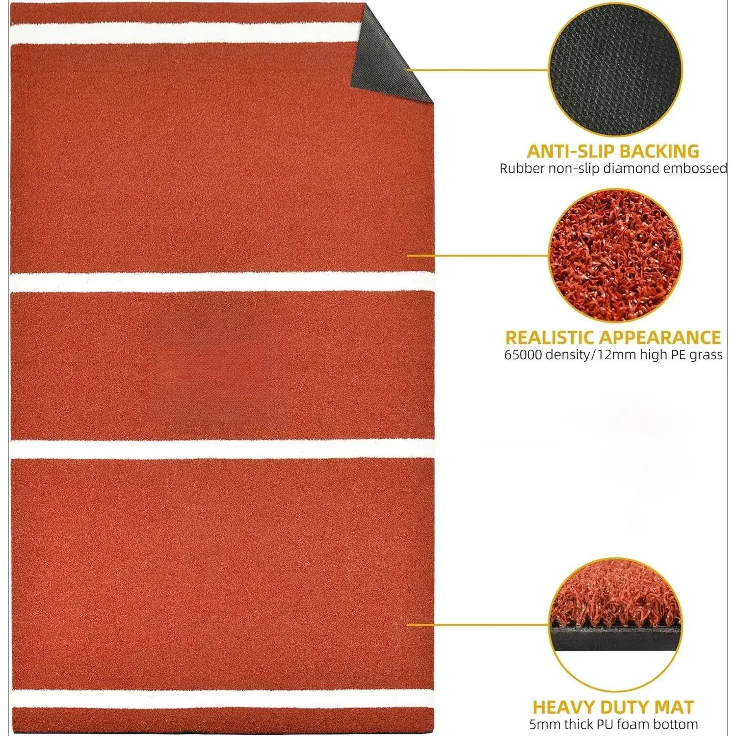 Baseball-Schlagmatte, 10 x 3,8/12 x 6 Fuß Softball-Schlagmatte, Teigbox-Rasenmatten mit Heimteller, rutschfester Baseball-Softball