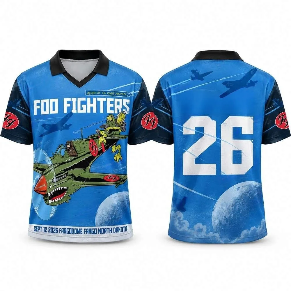 26/27 New Fashionable Foo Fighters Men's 3D Printed Jersey Y2K Oversized Casual Quick Drying T-shirt Fan Commemorative Clothing