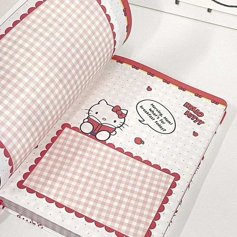 Nuevo Sanrio A5 cuaderno Hello Kitty cubierta impresa portátil papelería de aprendizaje diario de dibujos animados página de Color suministros de oficina carcasa dura