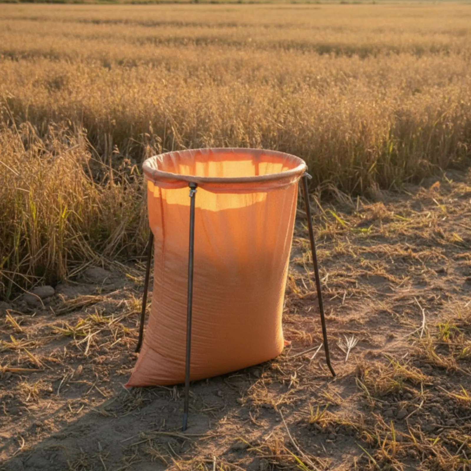 Metal Sack Bagging Stand for Grain Harvest Use Freestanding Frame with Ground Spikes for Garden Storage Fill Tool