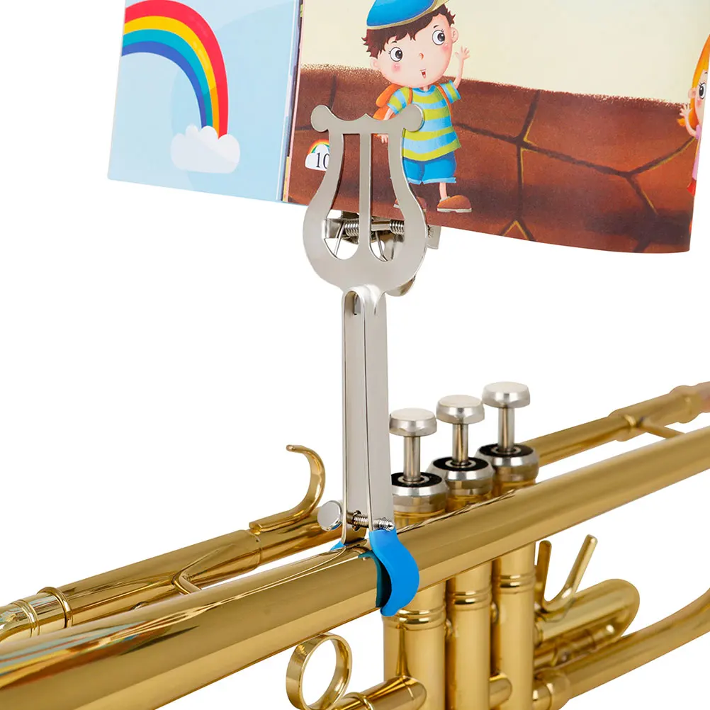 

Portable Music Stand Trumpet Lyre Sturdy Silver Holder for Student Practice Performance Marching Musical Accessory Durable