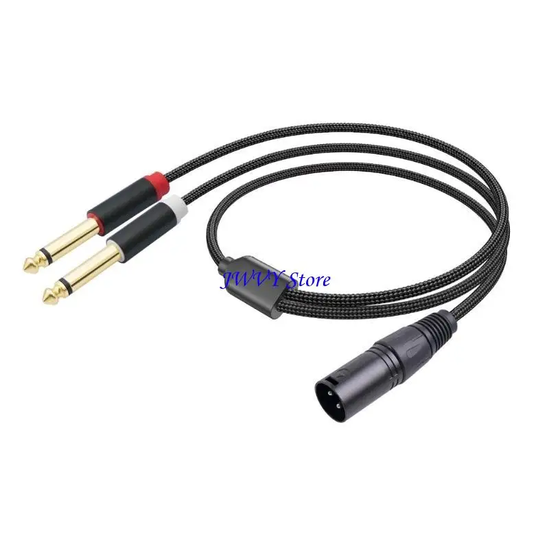573A 2x 1/4inch to 3Pin Male Y Splitters Cable,3Pin to 2x6.35mm TS Mono Microphones Music Converters Adapters