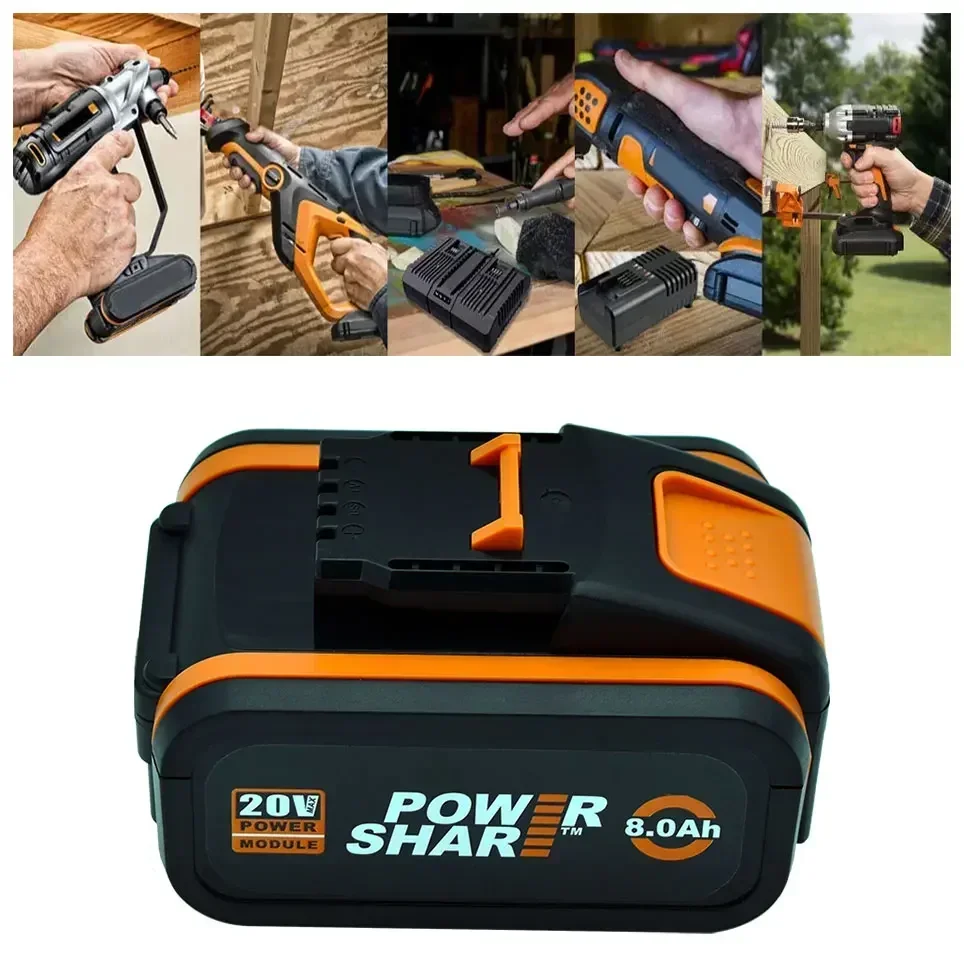 For Worx 20V 8000mAh Lithium battery Rechargeable WA3551 WA3553 WA3553.1 WA3570 for All WORX Electric and Garden Tools