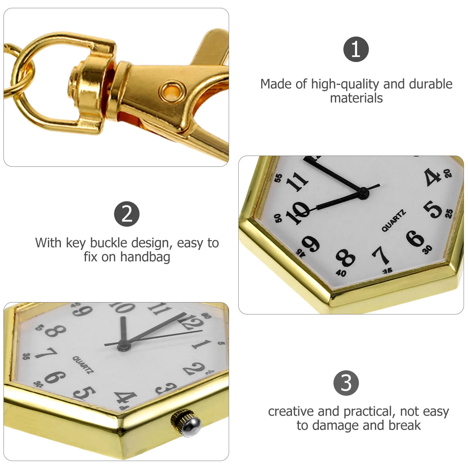 

Креативные шестиугольные карманные часы-брелок в стиле ретро с цветным дизайном, легко крепятся к сумке