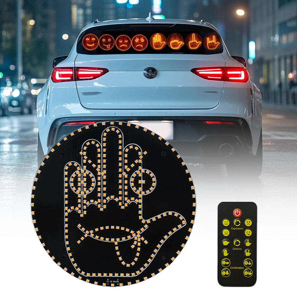 Car Expression Remote Control Led Lighting Road Rage Middle Finger Gesture Palm Light Accessories